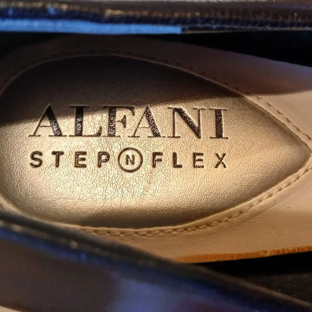 ALFANI Step N' Flex Pointed Toe Elegant Black Leather High Heel Pumps 7.5M -EUC - Picture 13 of 15
